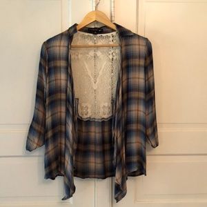 NWOT Nordstrom plaid flannel with lace